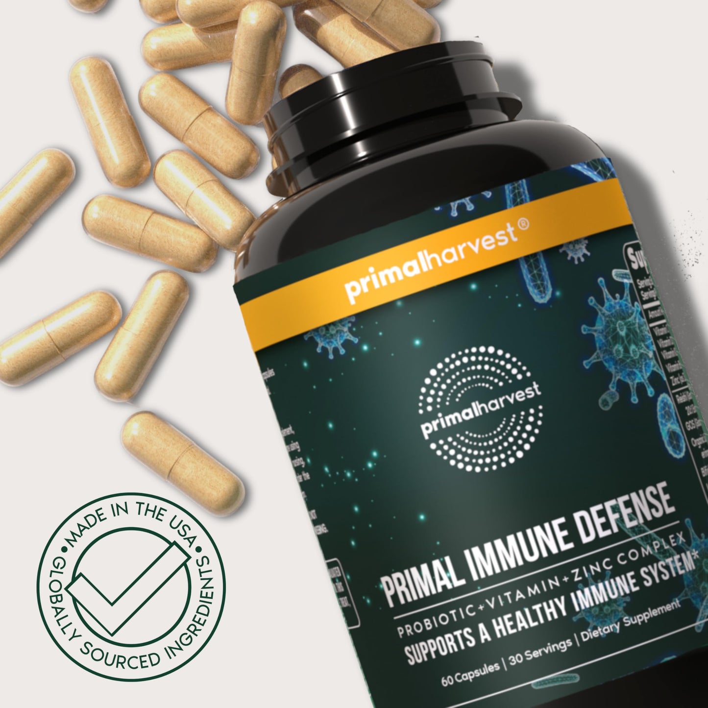 Primal Harvest Immune Defense - Daily Supplement, Gluten & Soy Free