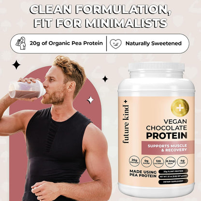 Future Kind Vegan Protein Powder, Chocolate, Pea Plant Protein for Lean Muscle with Iron & Fiber, Whey-Free, Sugar-Free, Soy-Free, Non-Dairy (34 Servings)
