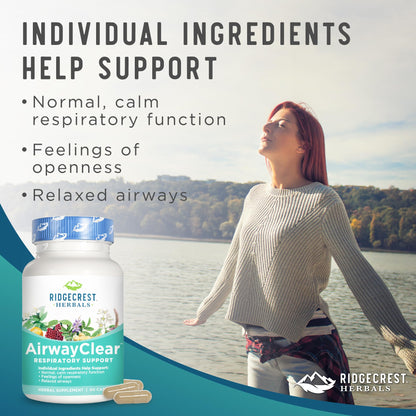 Ridgecrest Herbals AirwayClear, Natural Respiratory Relief, 60 Vegan Capsules