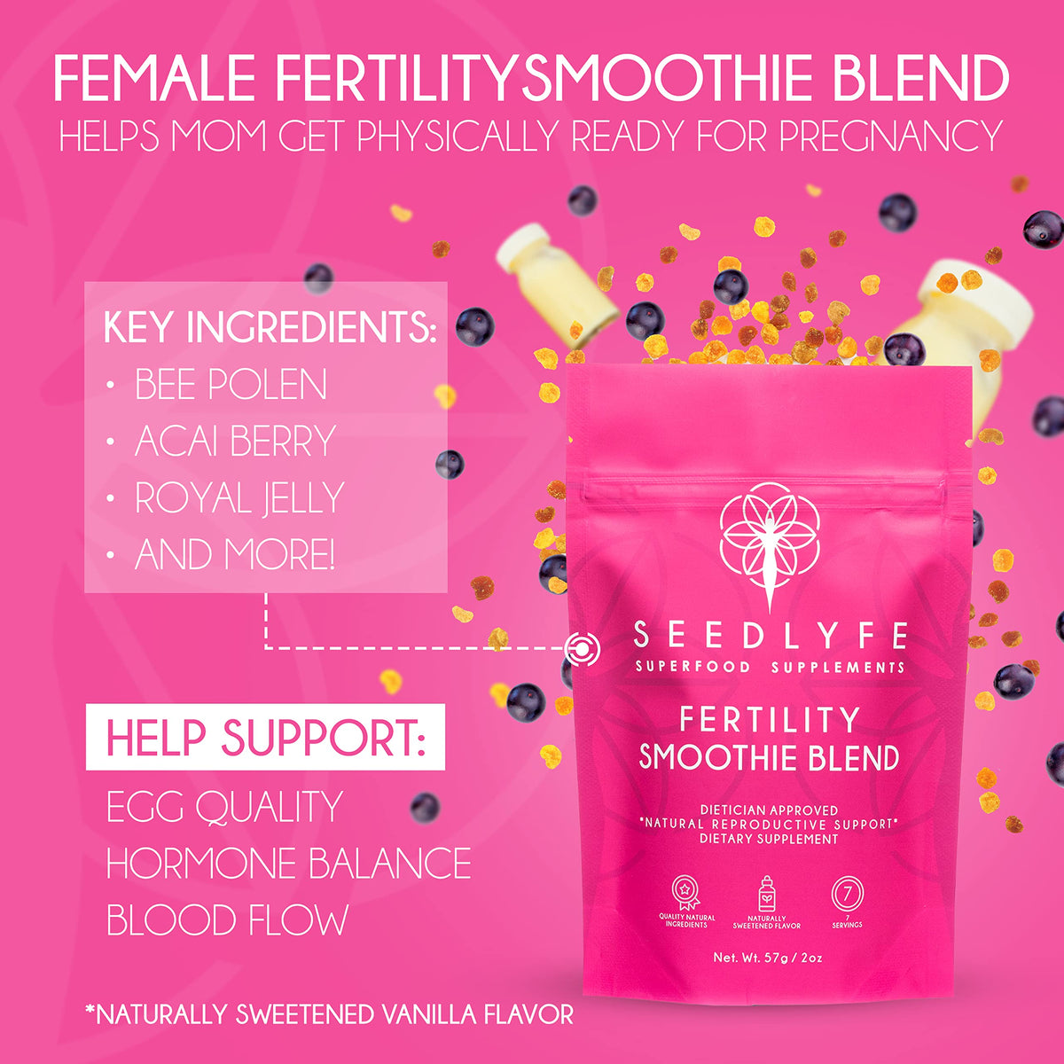Female Fertility Bundle with Prenatal Vitamin Powder – Natural Prenatal Vitamins and Smoothie Mix