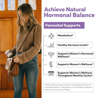 Femositol® Myo-Inositol & D-Chiro Inositol Complex Supplement - Clinically Validated 40:1 Ratio (Vitamin B8)| Hormonal Balance & Healthy Ovarian Function Support (90 Capsules – 30 Servings)