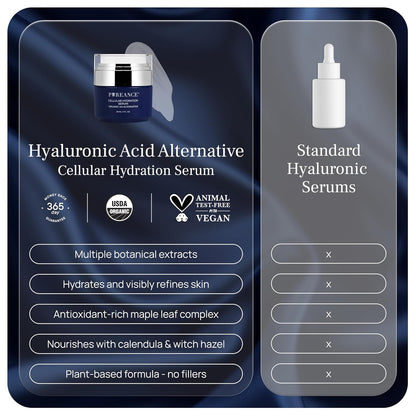 Cellular Hydration Serum - Hyaluronic Acid Alternative Face Skin Serum | Hydrating Serum For Women & Men - Witch Hazel, Glycerin, Aloe, Calendula, Turkey Tail, Tremella Mushroom & More - 1 Fl Oz