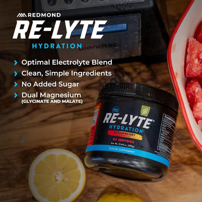 REDMOND Re-Lyte Sugar Free Electrolyte Powder Mix (Strawberry Lemonade) | Zero Sugar Electrolytes, Hydration Powder