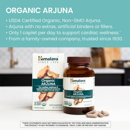 Himalaya USDA Organic Arjuna Capsules, Heart Health, 700 mg, 60 Caplets