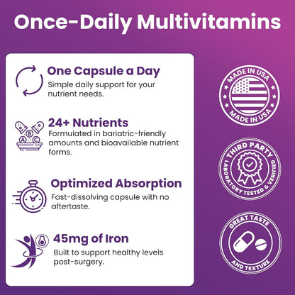 Special-45 Bariatric Multivitamin | Reduced B12 | Capsule | 90ct | Post-Op Bariatric Vitamins for Gastric Bypass, Sleeve, Duodenal Switch & Sustain Recovery (3 Month Supply) - Made in USA
