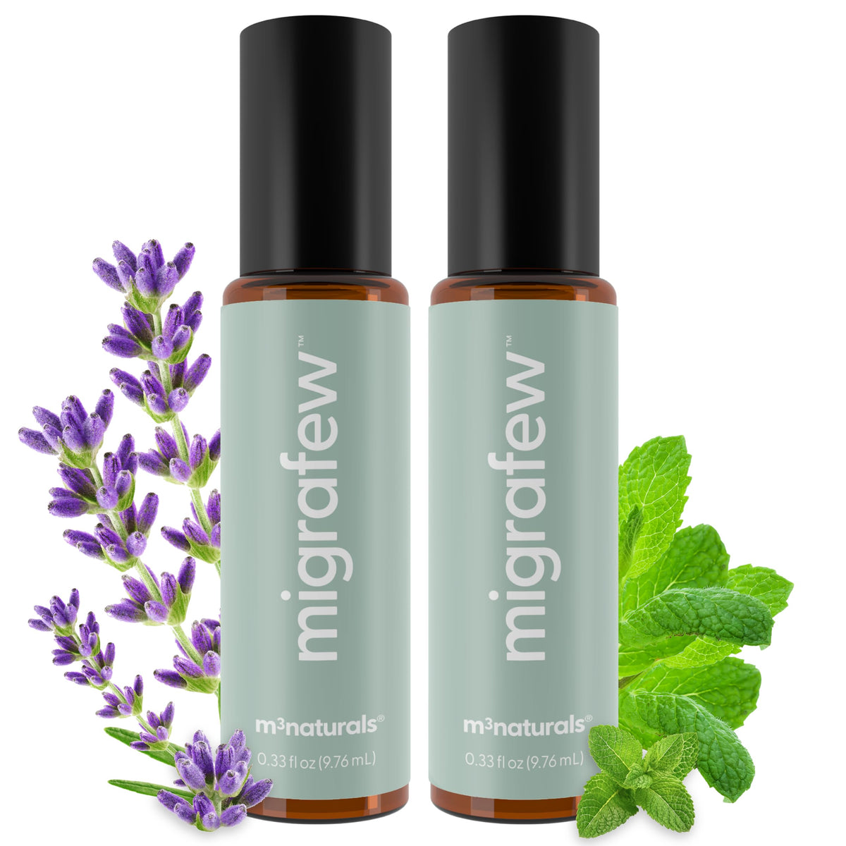 MigraFew Aromatherapy Migraine Roll On with Cooling Roller 0.33 fl oz by M3