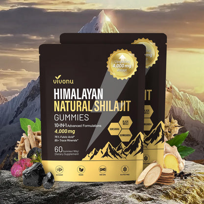 VivoNu Shilajit* Gummies,Pure Himalayan* micronutrient Supplement, Himalayan Premium Ingredient with Shilajit, Ashwagandha, Gokshura, Fulvic Acid & 85+ Trace Minerals I for Men & Women (4000MG/1 Bag)