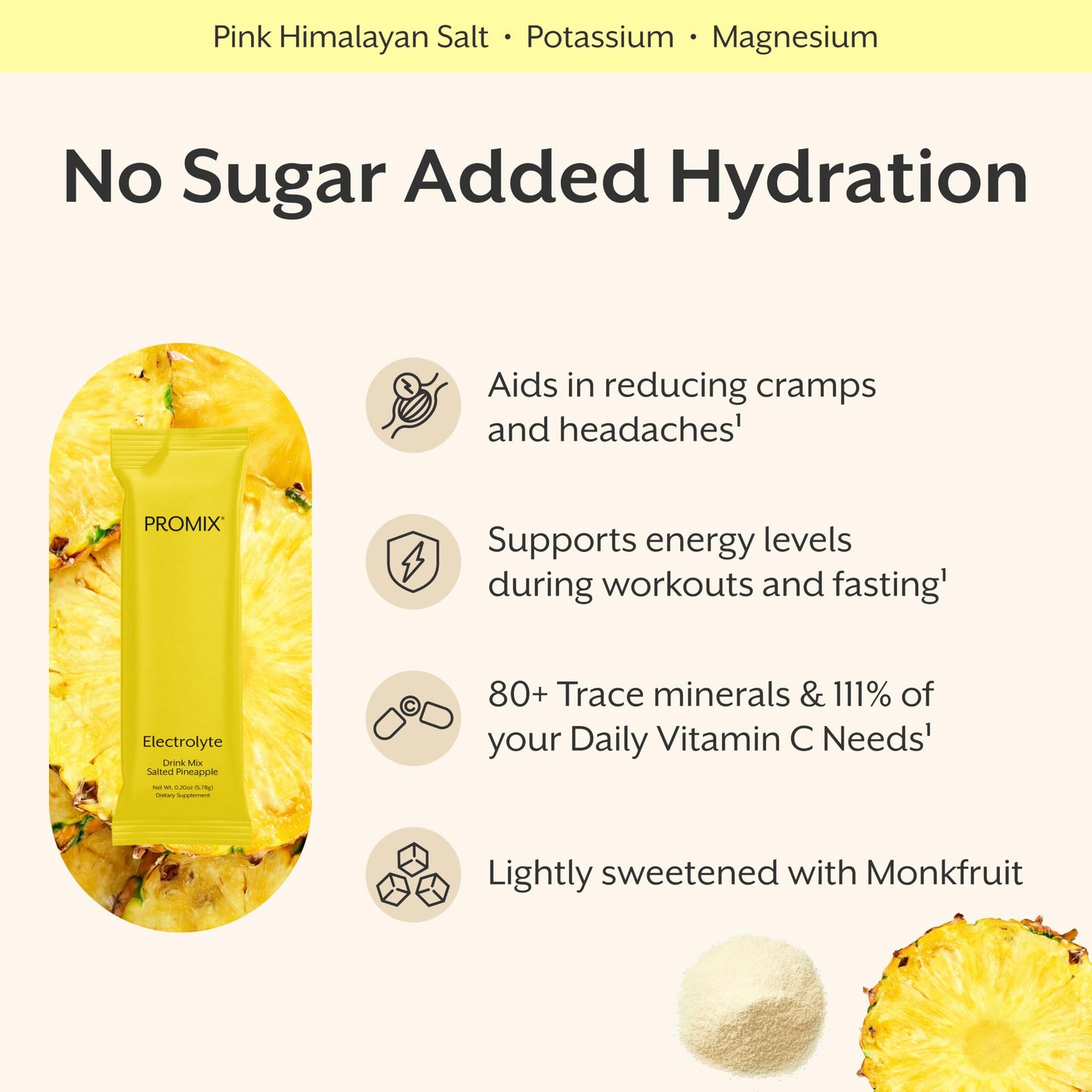 ProMix Nutrition Electrolytes Powder Hydration Packets - Himalayan Pink Salt, Magnesium, Potassium, Vitamin C - Salted Watermelon, Lightly Sweetened - 30 Servings (Pack of 30)