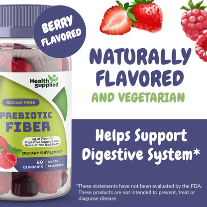 Fiber Prebiotic Gummies Sugar Free, Keto Friendly | Gut Cleansing, Digestive Health