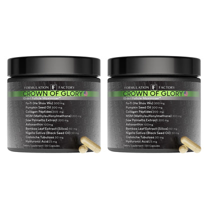 Formulation Factory Crown of Glory 10-in-1 Hair Growth Products - DHT Blocker for Men & Women with Pumpkin Seed Oil - Hair Vitamins for Faster Growth & Thickness - 120 Capsules, 2 Month Supply