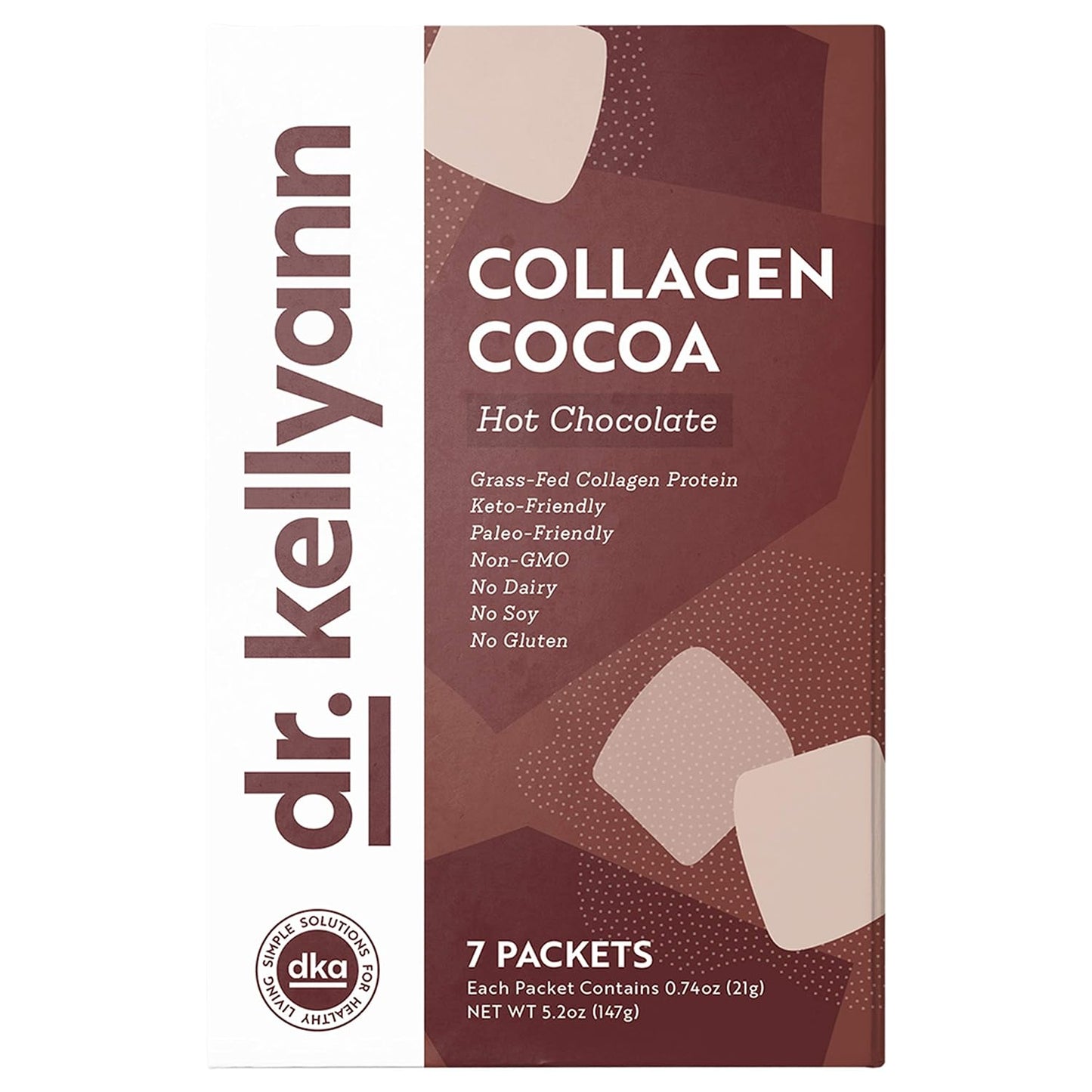 Dr. Kellyann Keto Cocoa Hot Chocolate Packets (7 Servings) – Grass-Fed Collagen & Coconut Milk, Sugar-Free, Keto-Friendly, 1 Pack