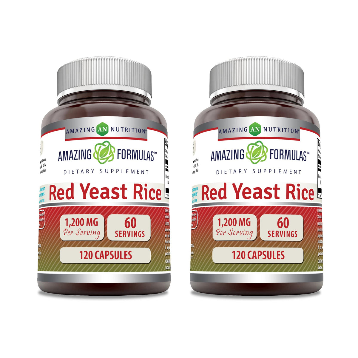 Amazing Formulas Red Yeast Rice 1200mg Per Serving Capsules Supplement | Non-GMO | Gluten Free | Made in USA (1 Pack, 120 Count)