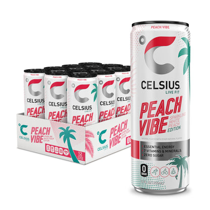 CELSIUS RETRO VIBE Sparkling Sherbet Slush, Sugar Free Energy Drink, 12 Fl Oz (Pack of 12)