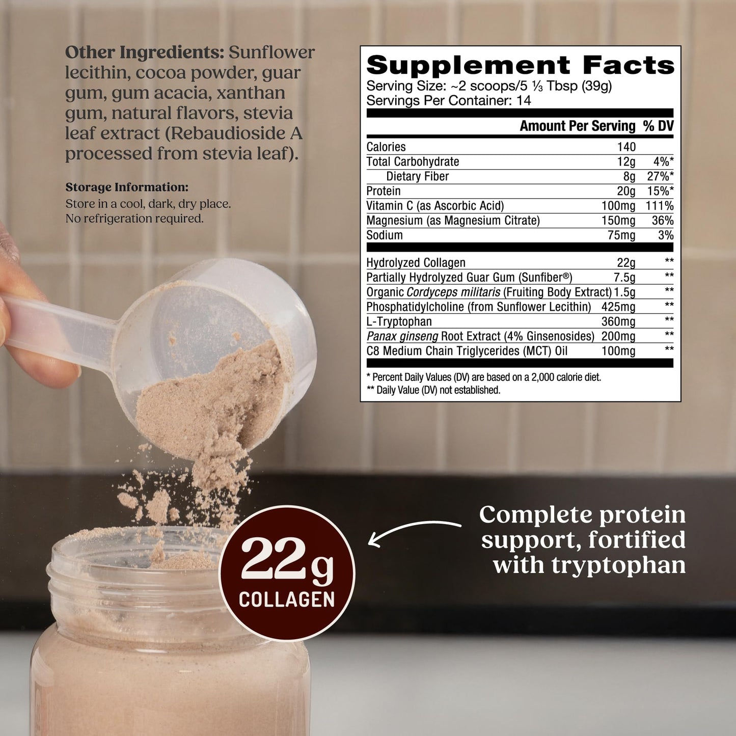 Bulletproof Energy Collagen Protein Powder, Vanilla Bean, 20g Grass-Fed Collagen Peptides, 7g Fiber with MCT Oil & Adaptogens, Caffeine-Free, 18.3 Ounces