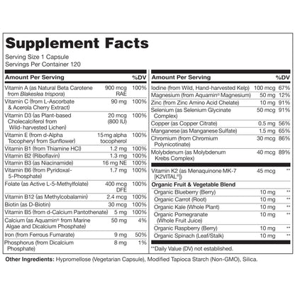 NATURELO One Daily Multivitamin for Women w/Vitamin B12, 120 Ct, Energy Support, Whole Food Daily Women Multivitamin Supplement, Nourish Hair/Skin/Nail, Non-GMO, No Soy, Gluten Free, 4 Month Supply