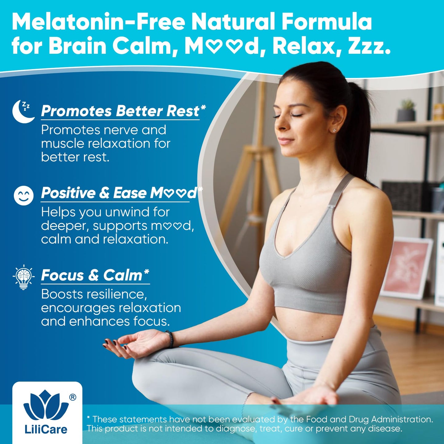 L Theanine Calm Gummies 500mg, Sugar-Free Liposomal L-Theanine Supplement, w/Safforn, Magnesium Glycinate, GABA, Ashwagandha, Algae Omega-3, Vitamin D3 B12, for Brain Calm, Relax, Mood, Zzz, 120Cts