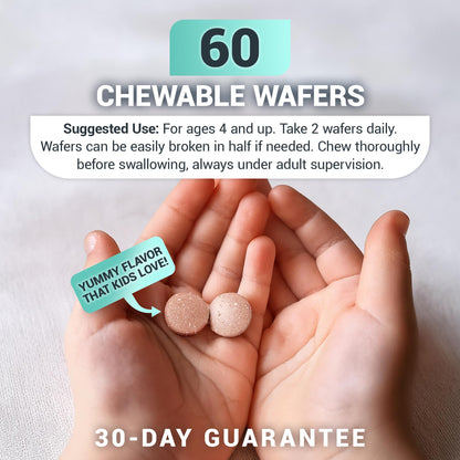 Dr. Berg Kids Chewable Multivitamins (NOT Sweetened w/Sugar) - Daily Multivitamin for Kids that Includes 20 Nutrients & Trace Mineral Complex - Mixed Berry Chewable Vitamins for Kid - Red Wafers