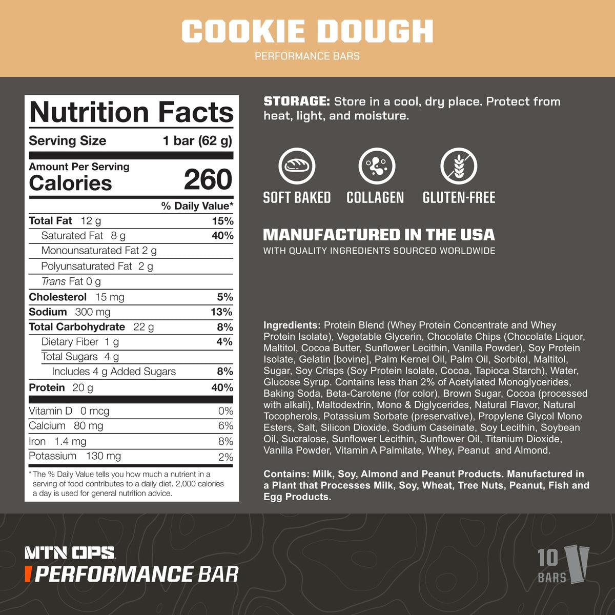 MTN OPS Performance High Protein Bars, Caramel Crunch
