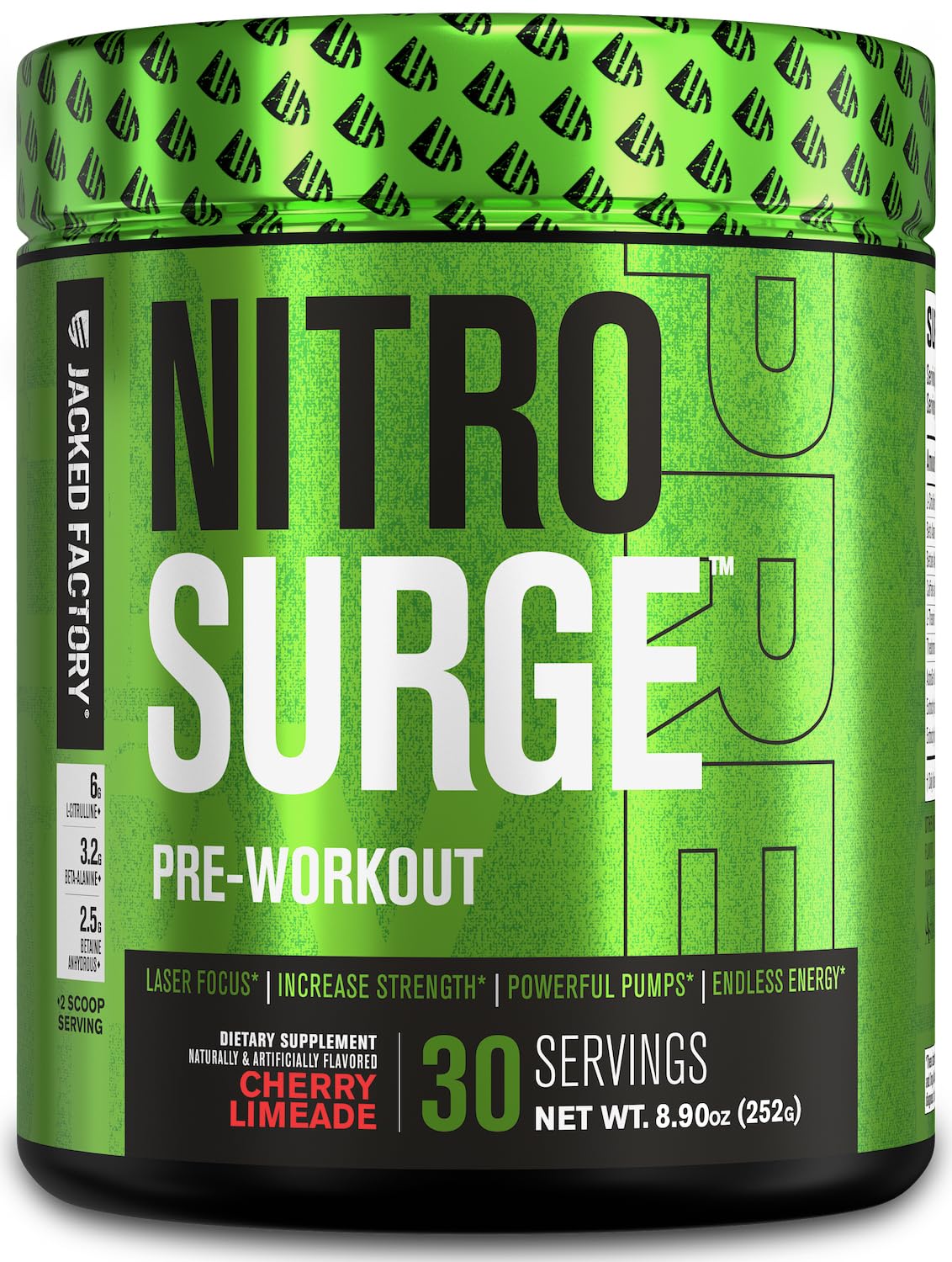 Jacked Factory NITROSURGE Pre Workout Supplement - Endless Energy, Instant Strength 