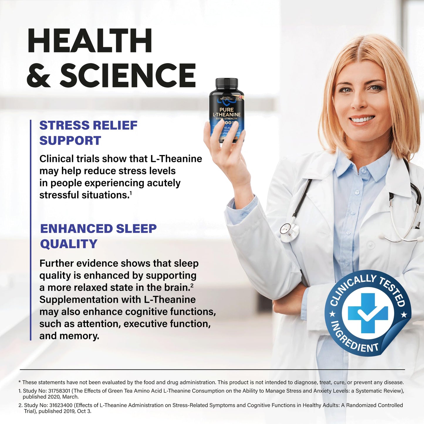 L Theanine 400 mg | L-Theanine Stress Relief | Extra Strength Supplement | Lab Tested | Relaxation, Sleep & Calm Support | For Men & Women | Plant Based, Non-GMO & Gluten-Free | 120 Vegan Capsules