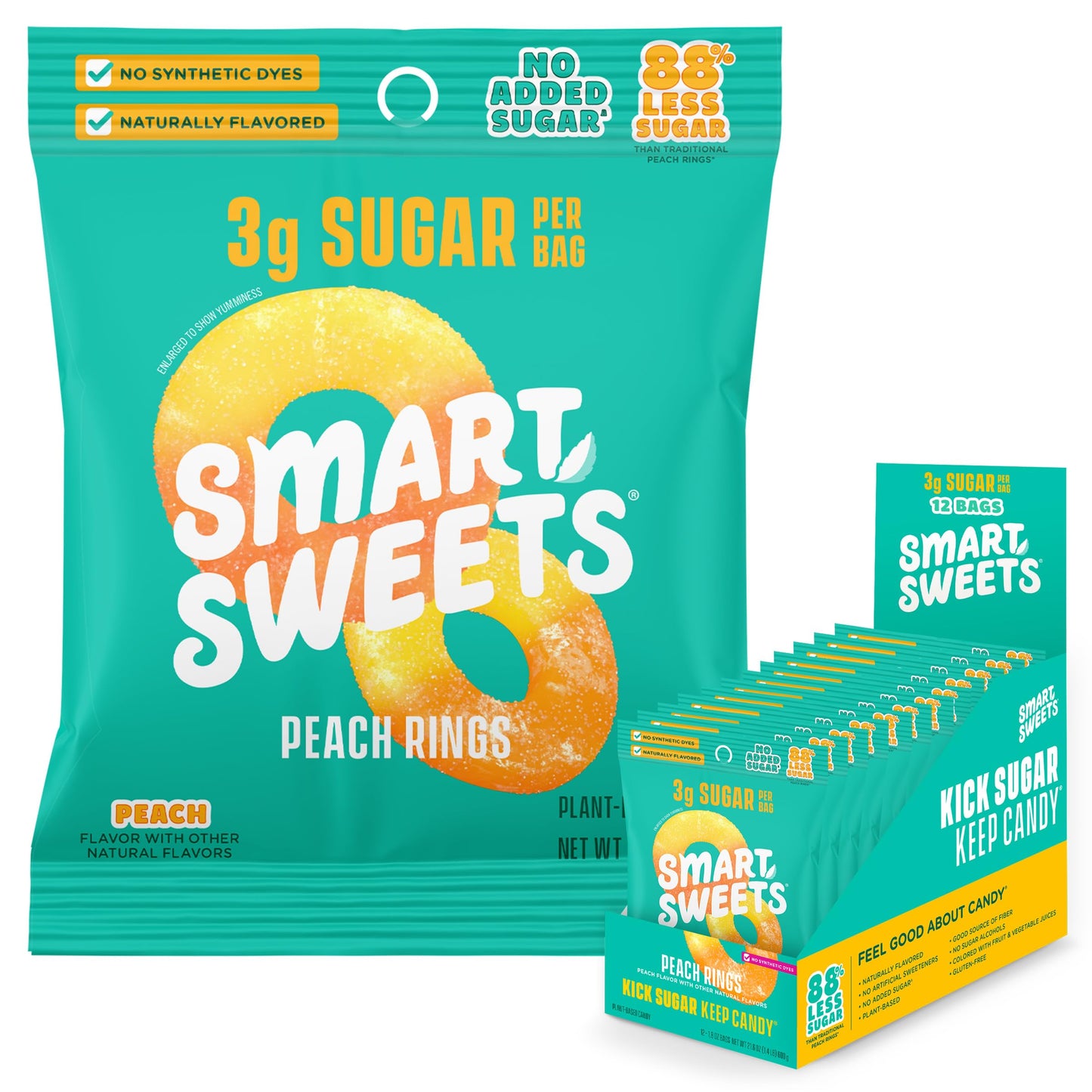 SmartSweets Sweet Fish, Low Sugar Gummy Candy (3g), Low Calorie (130), Gluten-Free -1.8oz (Pack of 12) Packaging may vary