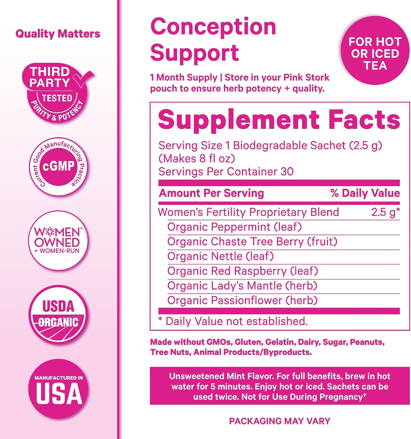 Pink Stork Fertility Bundle for Women – Conception Tea + Prenatal Vitamin Support with Inositol, Vitex, Folate & Ashwagandha – Supports Hormone Balance, Cycle Health & Preconception Wellness