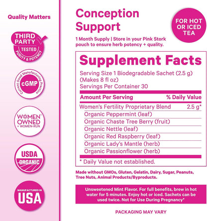 Pink Stork Fertility Bundle for Women – Conception Tea + Prenatal Vitamin Support with Inositol, Vitex, Folate & Ashwagandha – Supports Hormone Balance, Cycle Health & Preconception Wellness