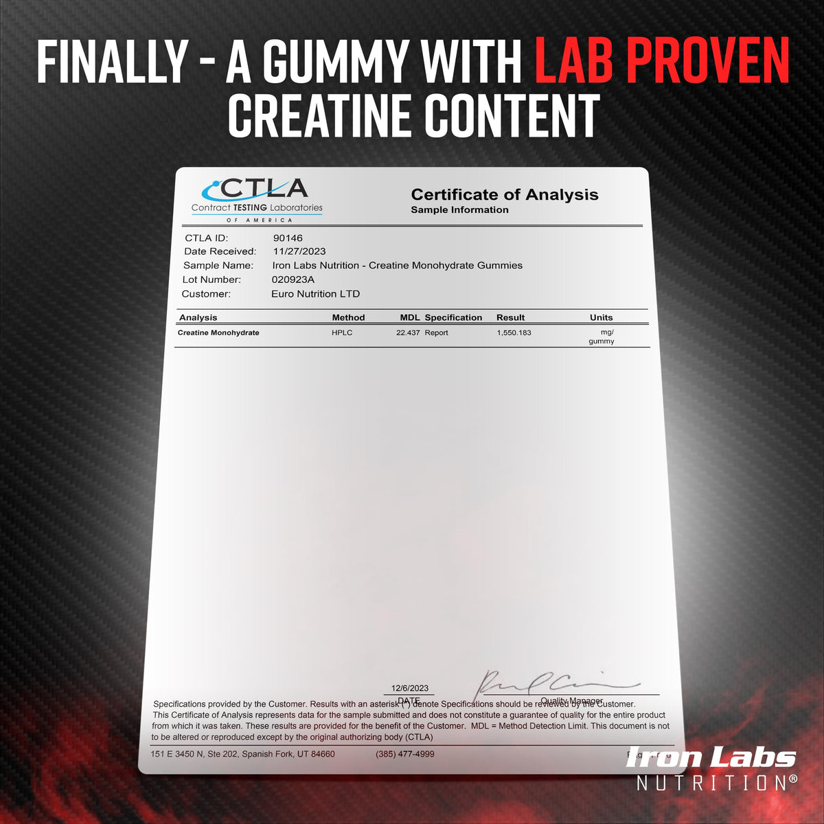 Iron Labs Nutrition Creatine Monohydrate Gummies for Men and Women (90 Gummy Bears)