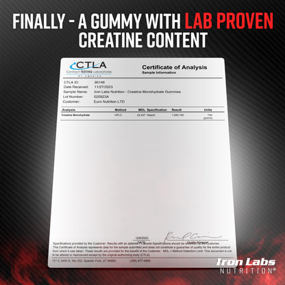 Iron Labs Nutrition Creatine Monohydrate Gummies for Men and Women (90 Gummy Bears)