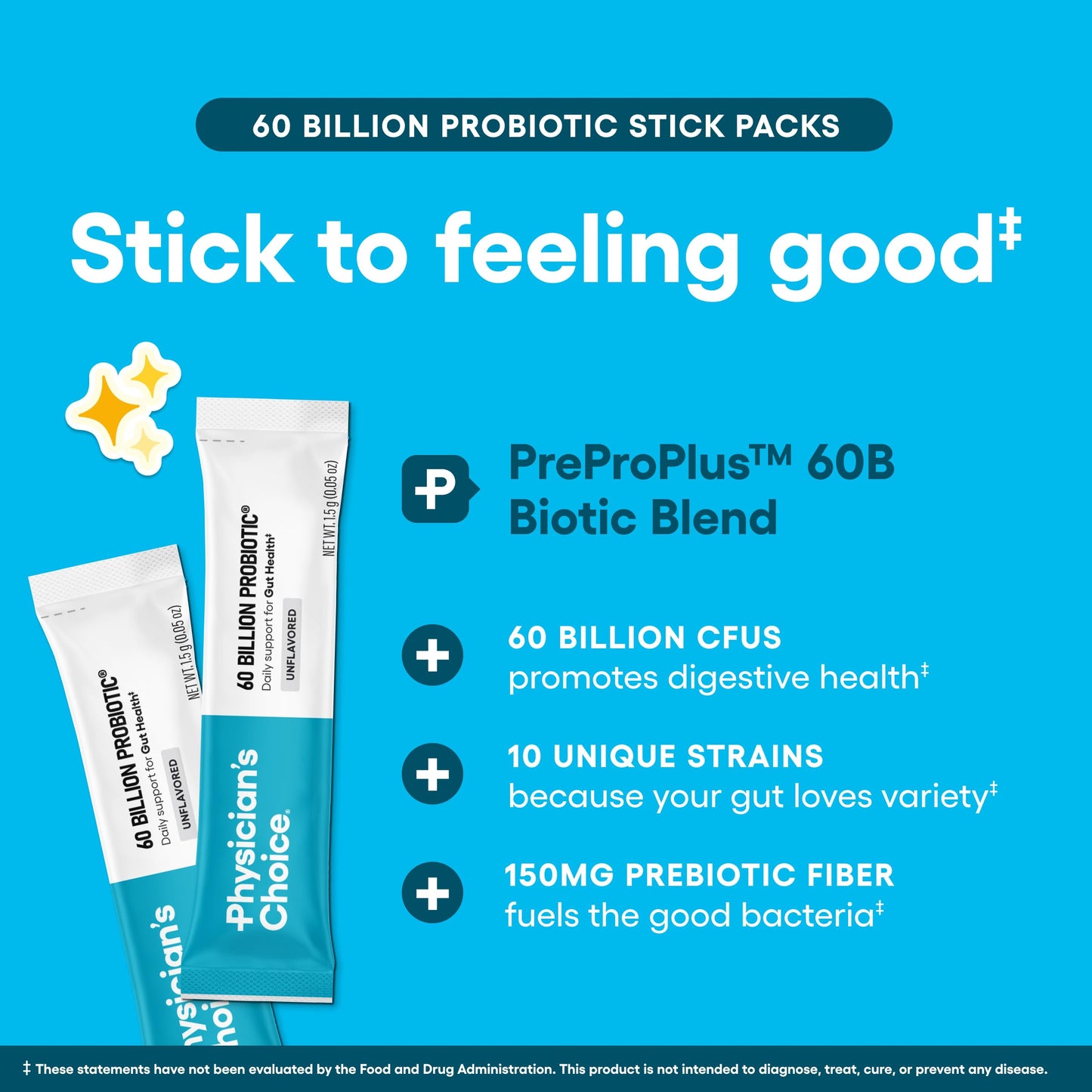 Physician's CHOICE Probiotics 60 Billion CFU - 10 Strains + Organic Prebiotics - Immune, Digestive & Gut Health - Supports Occasional Constipation, Diarrhea, Gas & Bloating - for Women & Men - 30ct