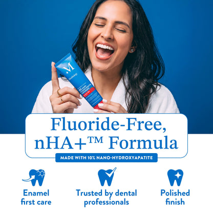Mouthology 10% Nano Hydroxyapatite Toothpaste Fluoride Free, Whitening*, Rod Shaped nHA, Xylitol Toothpaste for Adults, Enamel Care*, Sensitive Teeth*, SLS Free, Mint 4oz (USA Made) Package May Vary
