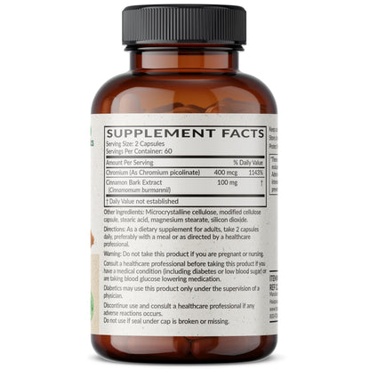 Futurebiotics Cinnamon Plus Chromium Picolinate Supplement, High Potency Chromium, Non-GMO, 120 Vegetarian Capsules