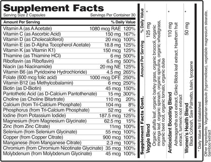 Snap Supplements Daily Multivitamin for Women, 60 Capsules | Daily Vitamins for Women with Minerals, Greens & Vegetables, Added Herbal Support Blends, Antioxidant Support, Non-GMO
