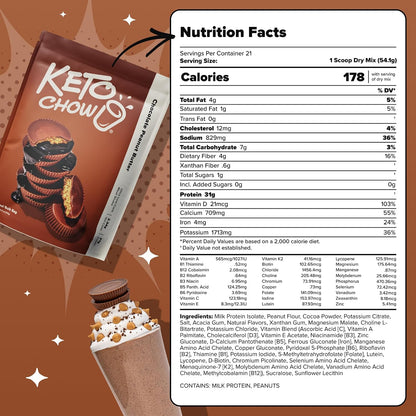 Keto Chow Chocolate Meal Replacement Shake Powder, 21 Meals