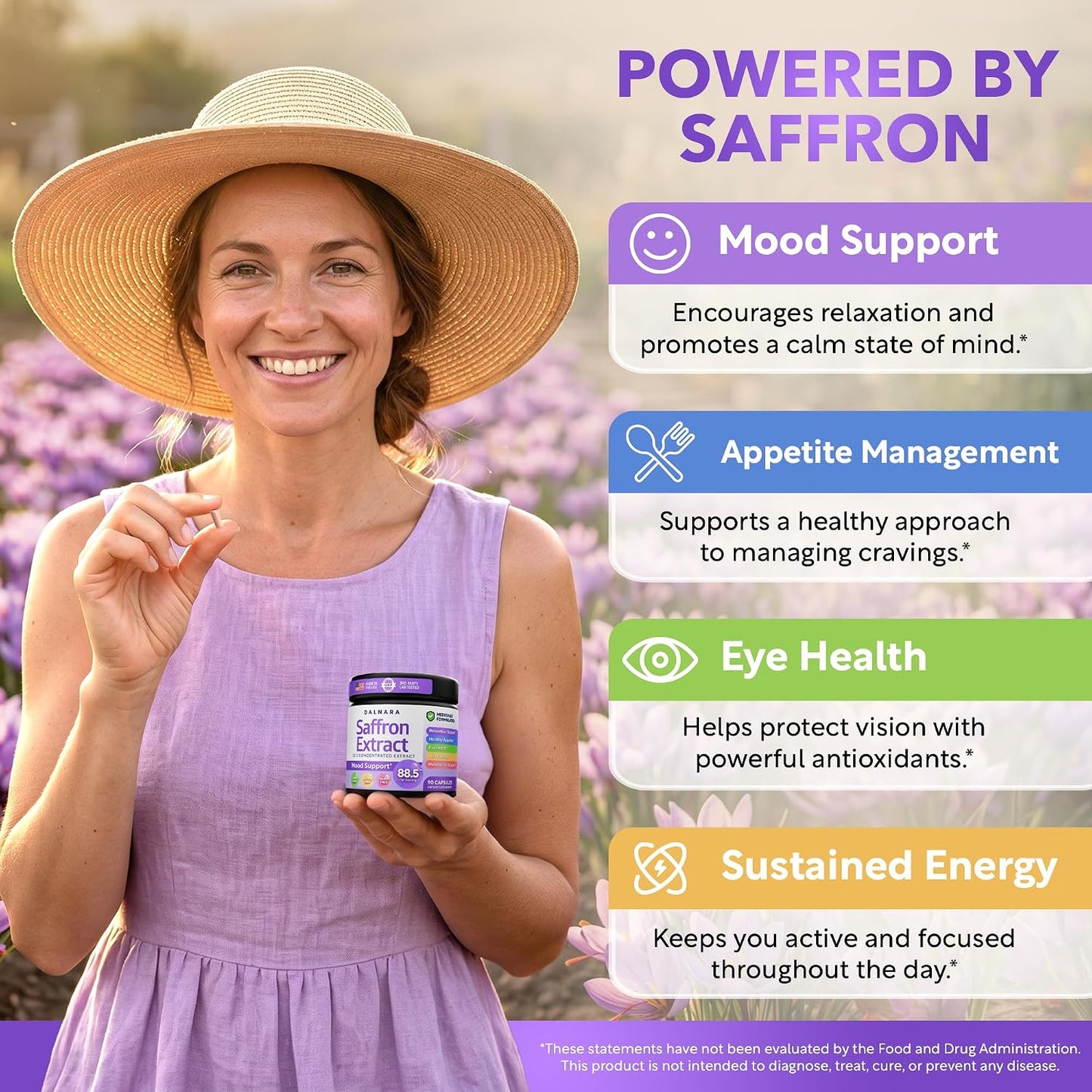 Saffron Supplements for Women 88.5mg Mood | Focus | Vision | Energy Support