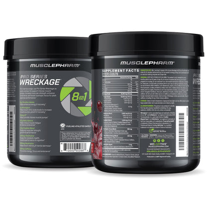 Muscle Pharm Pro Series Wreckage Pre Workout Powder | Professional Grade 8-in-1 Blend for Strength, Pump, Focus & Nitric Oxide Performance | Sour Berry, 15.5 oz, 20 Servings