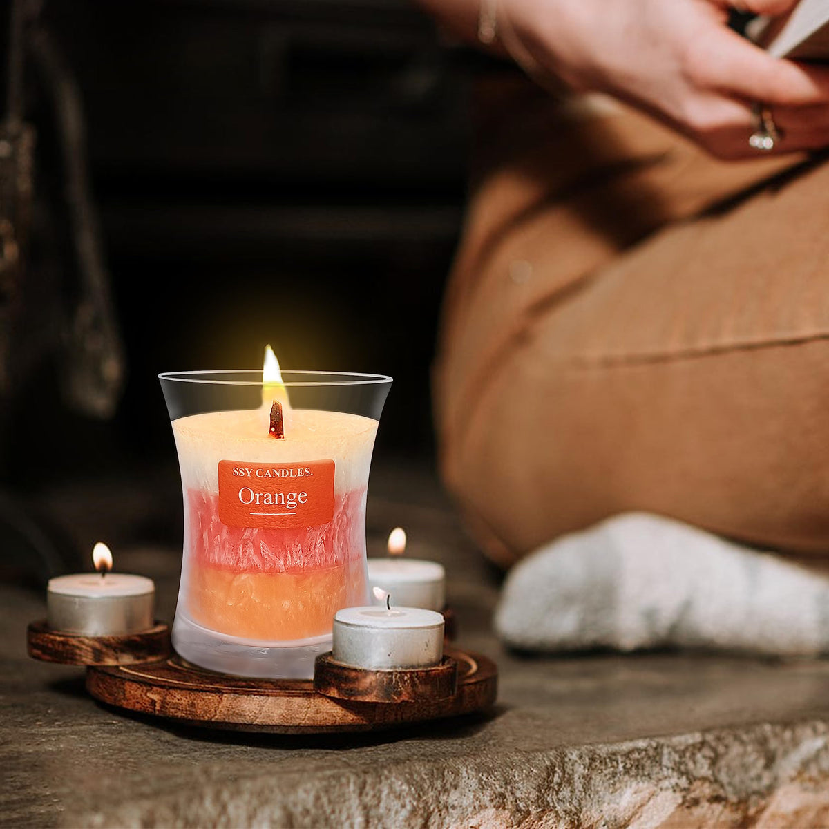 Citrus Jar Aromatherapy Candle Scented Candle Handmade Soy Candles Wood Candles Wick Fragrance