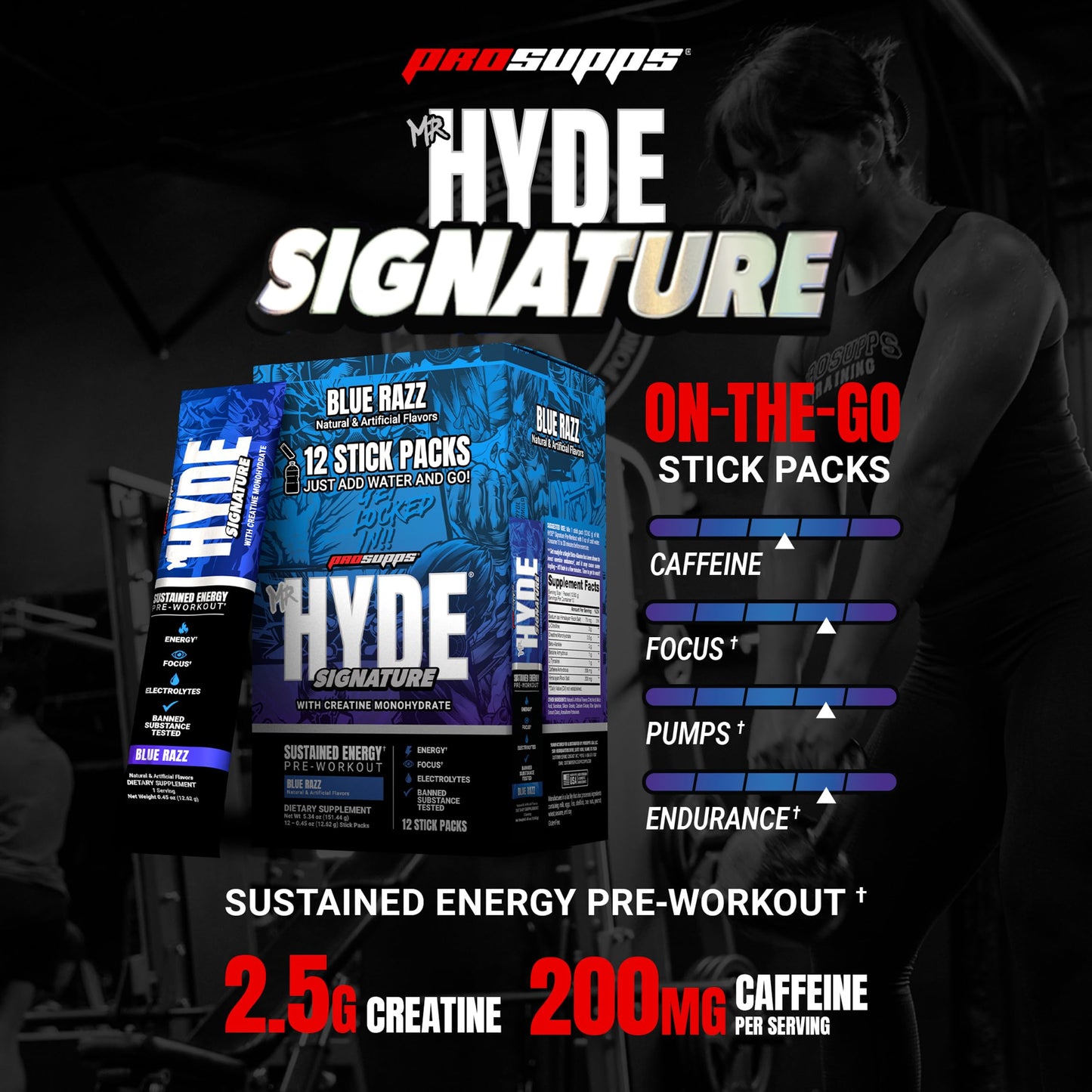 ProSupps Mr. Hyde Signature Pre Workout Powder with Creatine, Beta Alanine & Caffeine - Performance, Energy & Endurance - Clean Fitness & Gym Supplements for Men & Women (Blue Razz, 30 Servings)