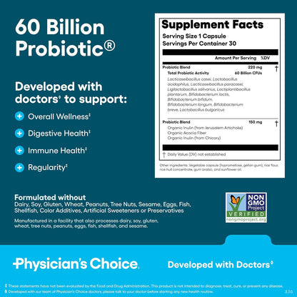 Physician's CHOICE Gut Guardian Bundle: 60 Billion Probiotic 30ct + Bloat & Gas Probiotic 30ct + Digestive Enzymes 60ct