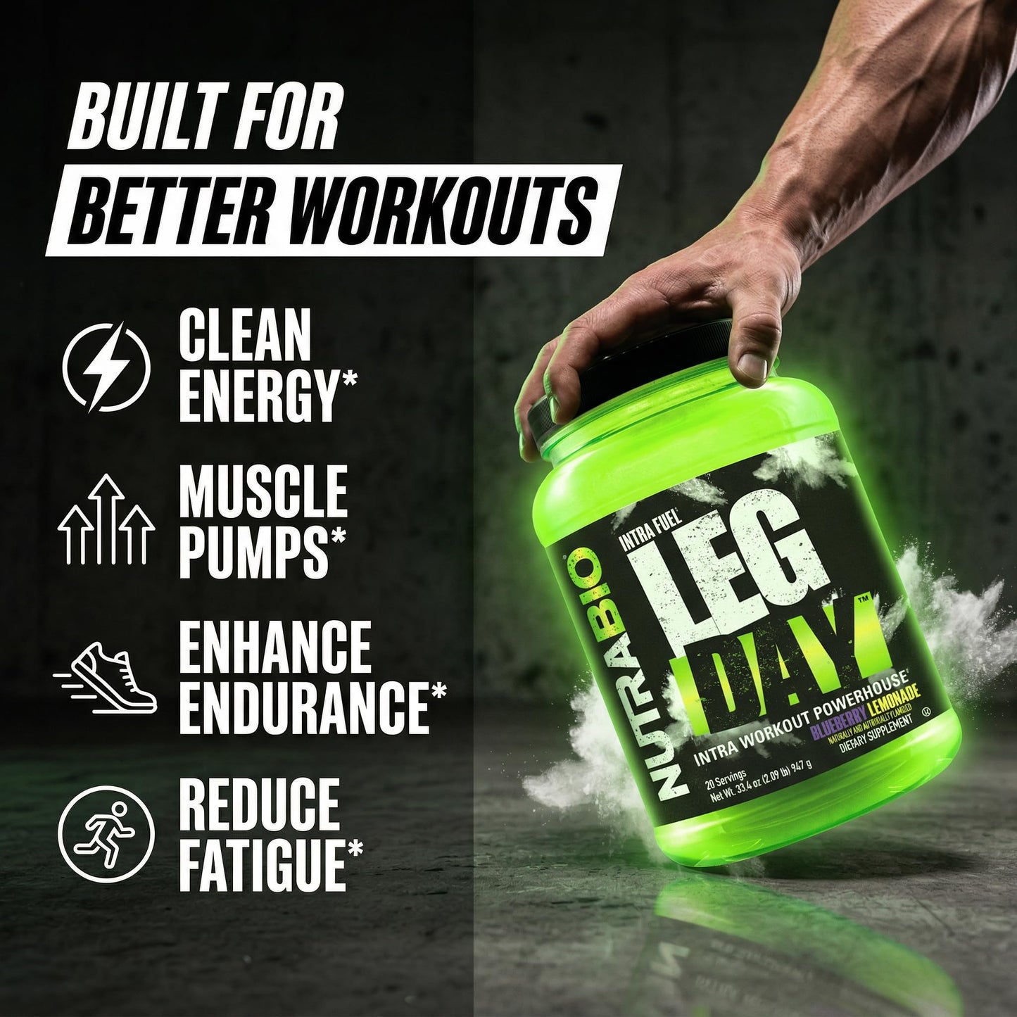 NutraBio Leg Day Intra Workout Powder – Advanced Carb Supplement with Cluster Dextrin & Electrolytes – Carb Powder with EAAs/BCAAs – Cyclic Dextrin for Performance – Cherry Lime, 20 Servings