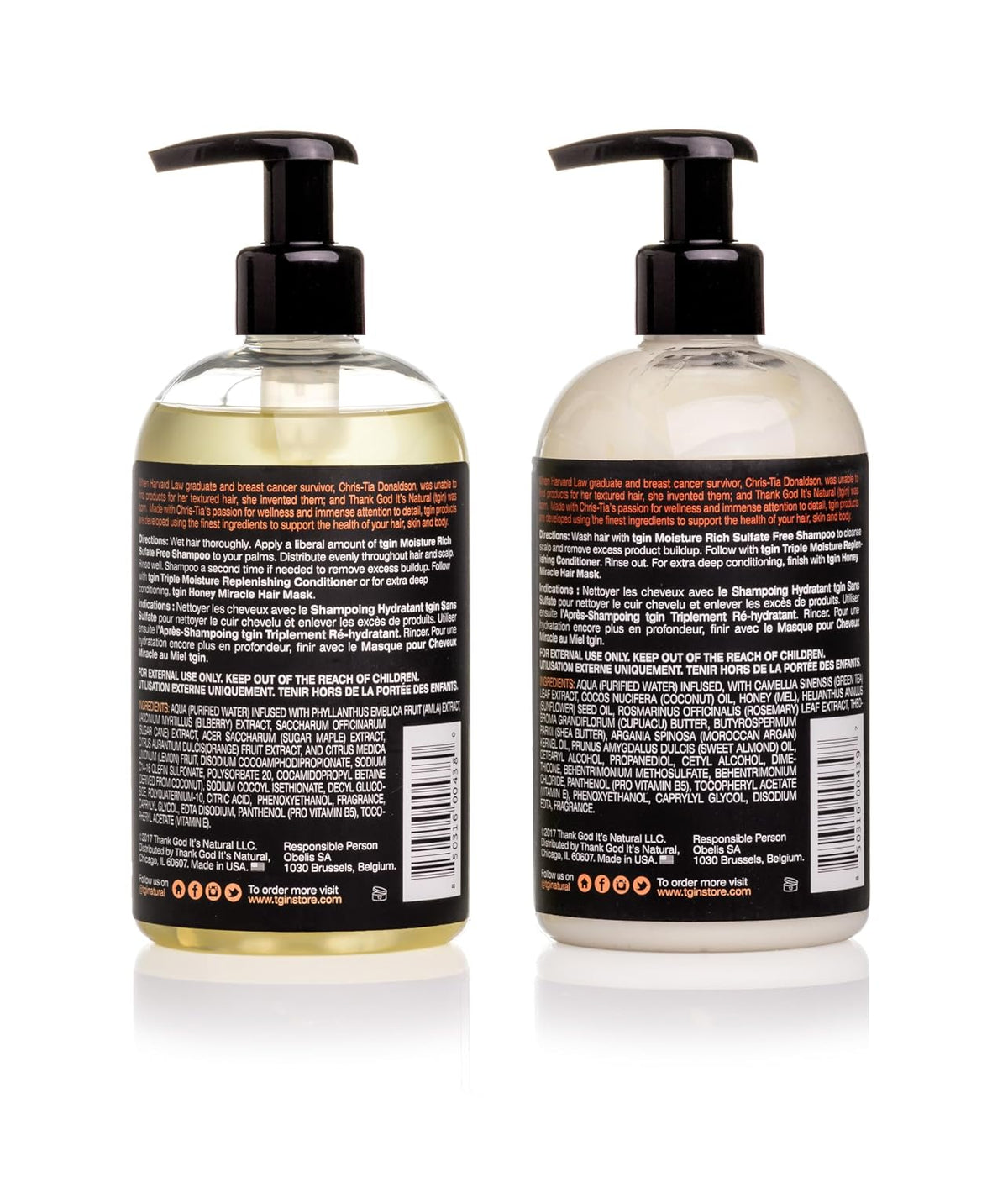 tgin Moisturizing Shampoo & Conditioner Duo for Curly, Coily and Wavy Hair, Sulfate Free, Moisturizes and Detangles Dry Hair, 13 oz (Set)