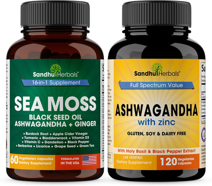 Sea Moss 16 in 1 Supplement & 4 in 1 Ashwagandha Supplement| Supports Immune Health & Overall Wellness