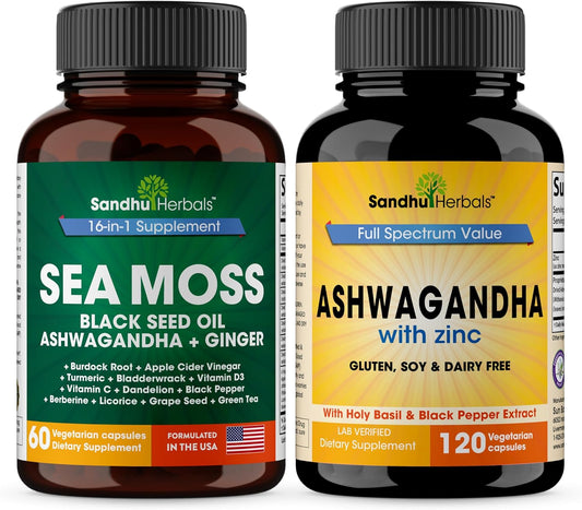 Sea Moss 16 in 1 Supplement & 4 in 1 Ashwagandha Supplement| Supports Immune Health & Overall Wellness