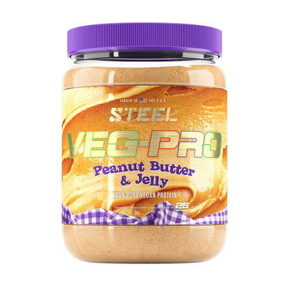 Steel Supplements Veg-PRO | Vegan Protein Powder, Peanut Butter & Jelly | 25 Servings 