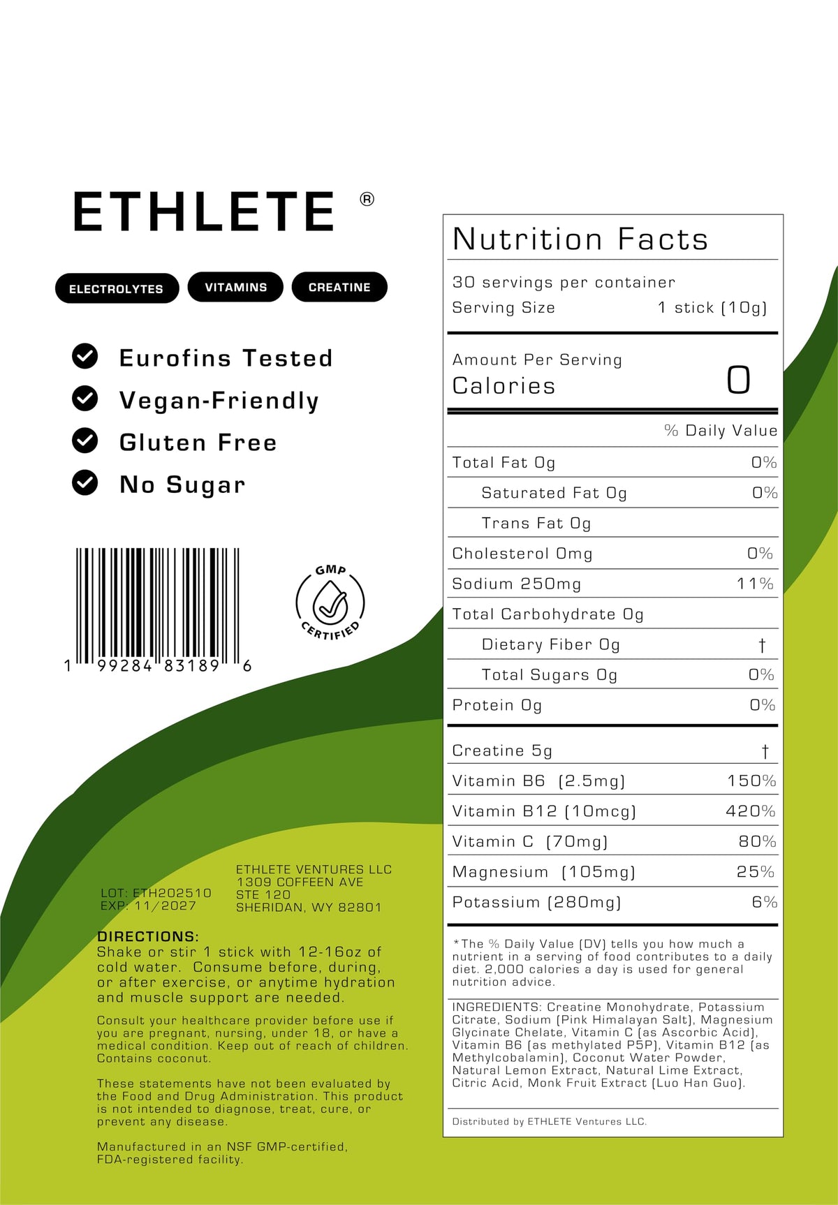 Electrolytes + Vitamins + Creatine, Powder (3-Flavors), 5g Creatine Monohydrate, with Electrolytes, Magnesium, Potassium, Vitamins B6, B12 & C (Peach Mango, Lemon Lime, Raspberry Lemon)