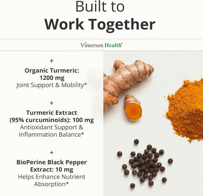Turmeric Curcumin Supplement – 1200mg Organic Turmeric + BioPerine. 60 Caps