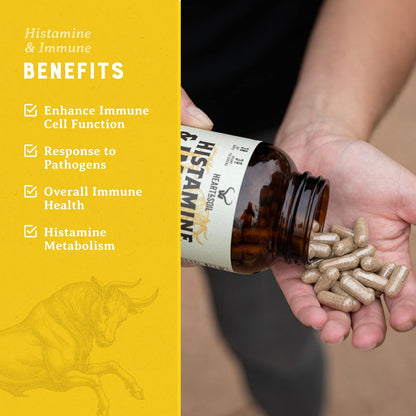 HEART & SOIL Histamine & Immune Support, 180 Capsules | 100% grass fed & finished from regenerative cattle with thymus, lung, spleen, liver & kidney. Immune defense.