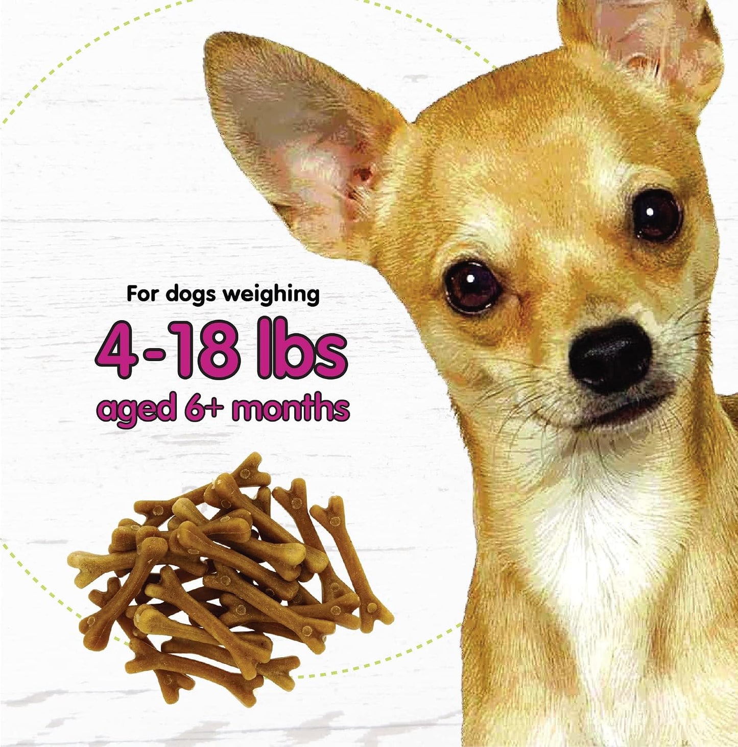 Fido Belly Bones for Dogs, Mini - 21 Count - Yogurt-Flavor Dental Treats for Small Dogs - Plaque & Tartar Control for Fresh Breath - Digestive Support - Made in USA