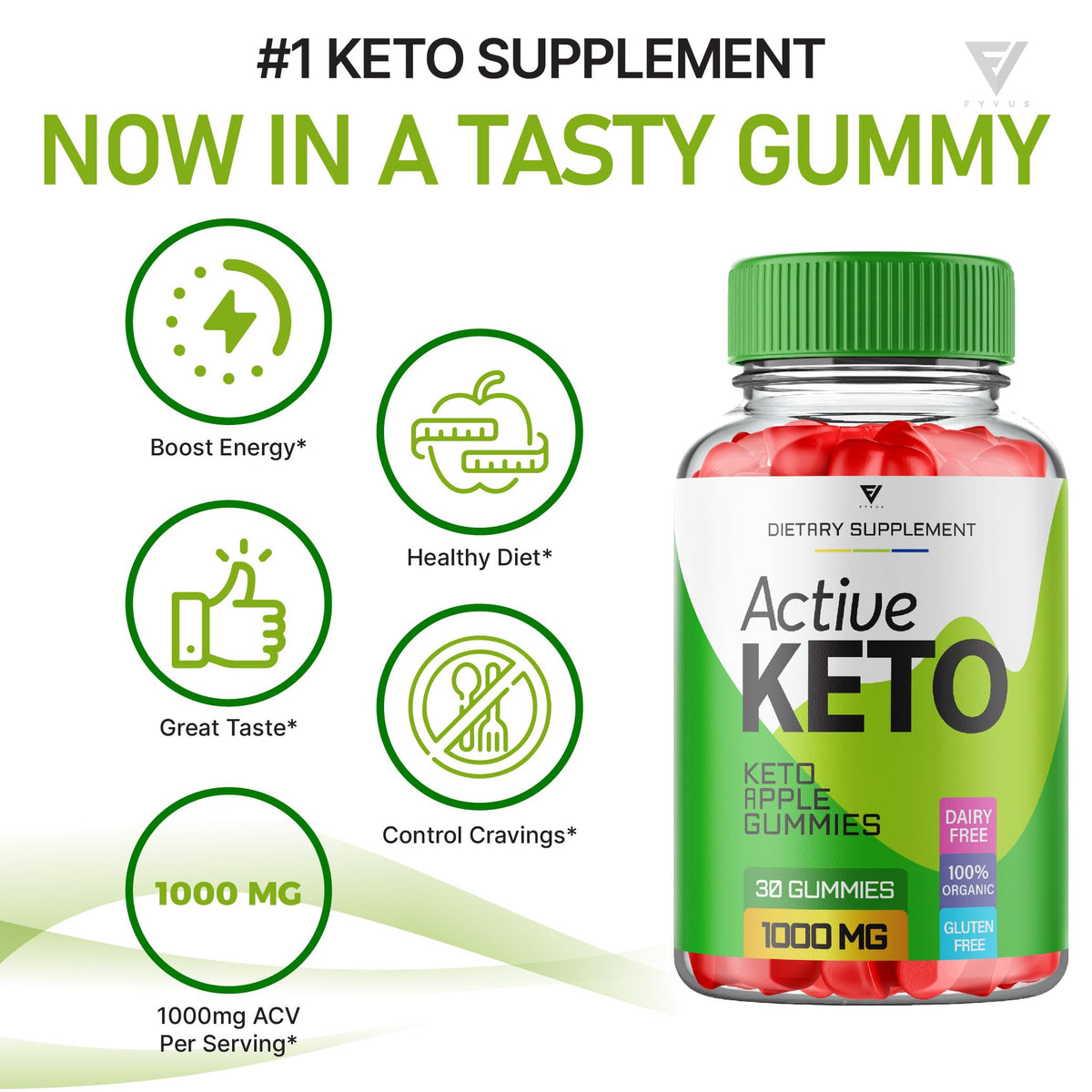 Fyvus (5 Pack) Active Keto Gummies, Active Keto ACV Gummies for Weight Loss