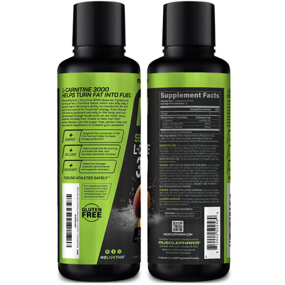 Muscle Pharm L-Carnitine 3000, The Ultimate Liquid L Carnitine Supplement for High-Performance, Supports Metabolism, Hydration & Energy, Zero Sugar, Low Calories, Sour Cherry Flavor, 32 Servings